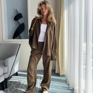 Djerf Avenue On The Go Pants Mocha Brown Small